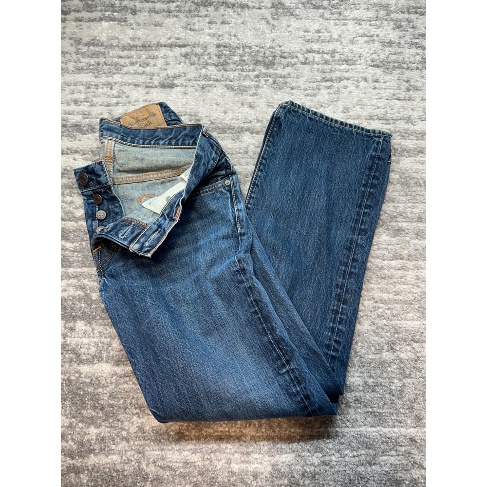 Vintage Y2K Abercrombie & Fitch Jeans Mens 30x30 Button Fly Straight Leg Denim